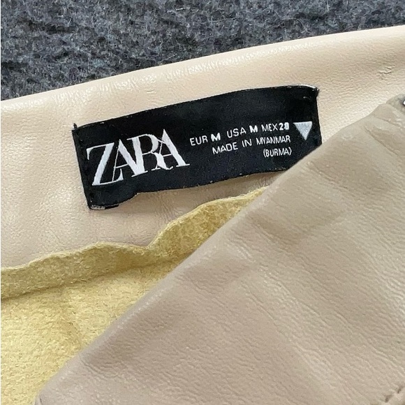 Zara Tan Faux Leather Low Rise Skinny Leg Pants - Picture 3 of 4